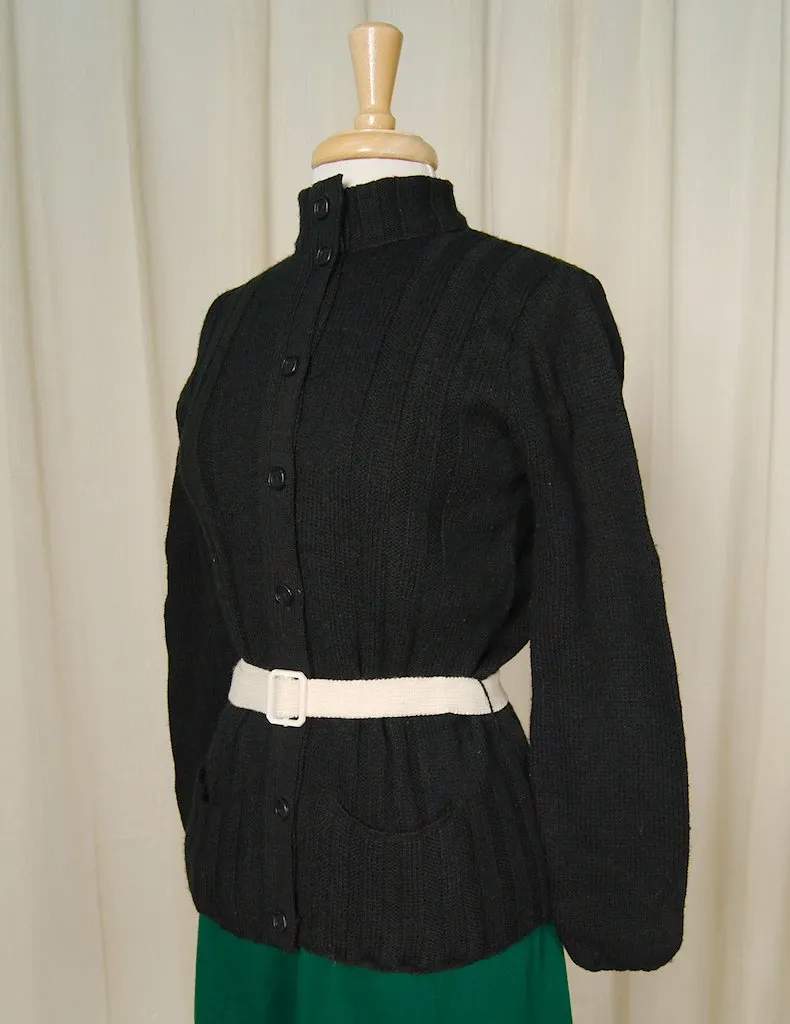 1960s Black Belted Cardigan