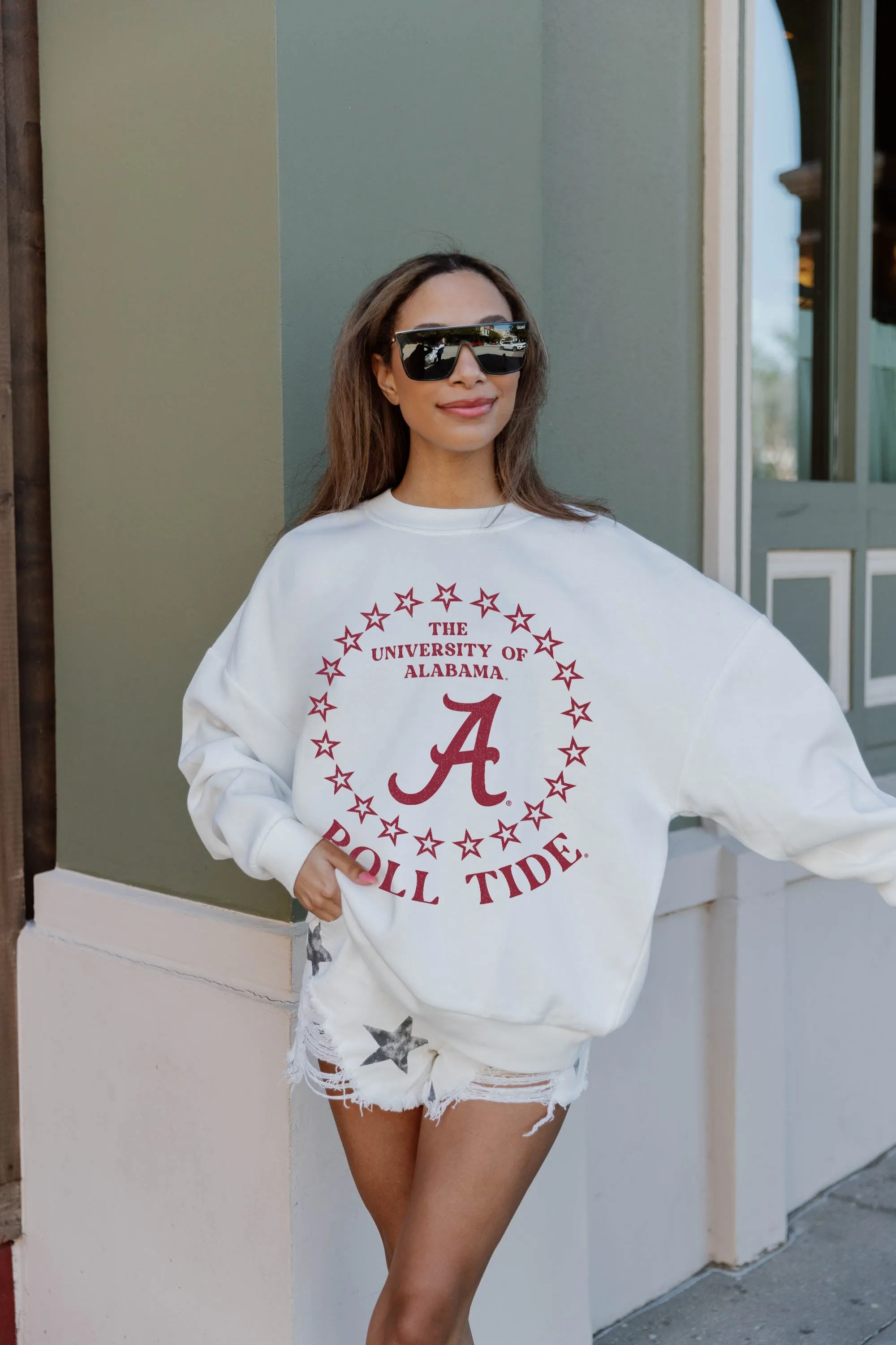 ALABAMA CRIMSON TIDE SUPERSTAR PREMIUM FLEECE DROP SHOULDER CREWNECK PULLOVER