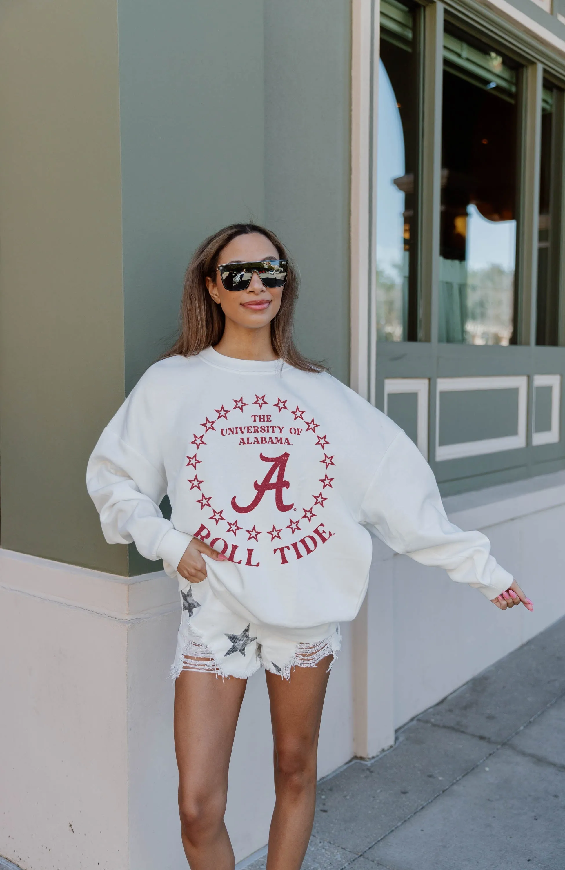 ALABAMA CRIMSON TIDE SUPERSTAR PREMIUM FLEECE DROP SHOULDER CREWNECK PULLOVER