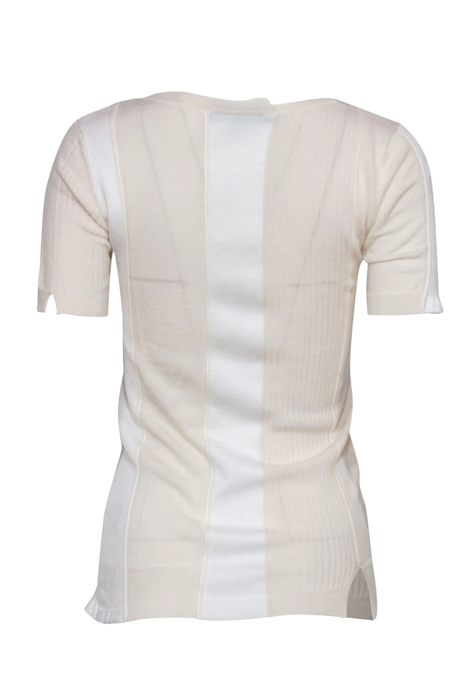 Alexander Wang - Cream & White Paneled Knit Short Sleeve Tee Sz M