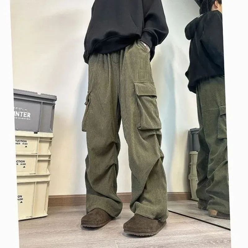 Alina - Corduroy Cargo pants in Harajuku style.