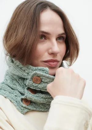 Aran Button Scarf | Mint