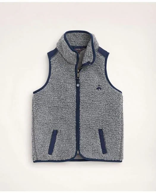 Brooks Brothers Boys Teddy Fleece Zip Vest Heather Grey