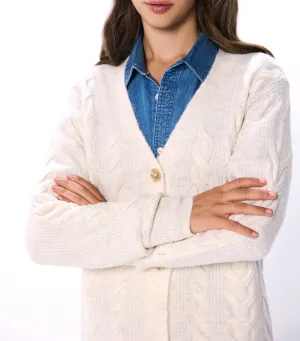 Cable Knit Cardigan
 White