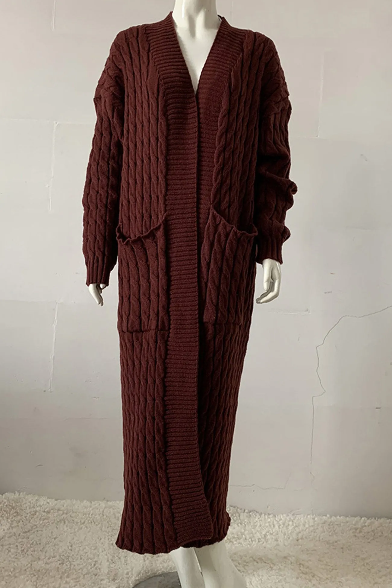 Cable Knit Long Cardigan