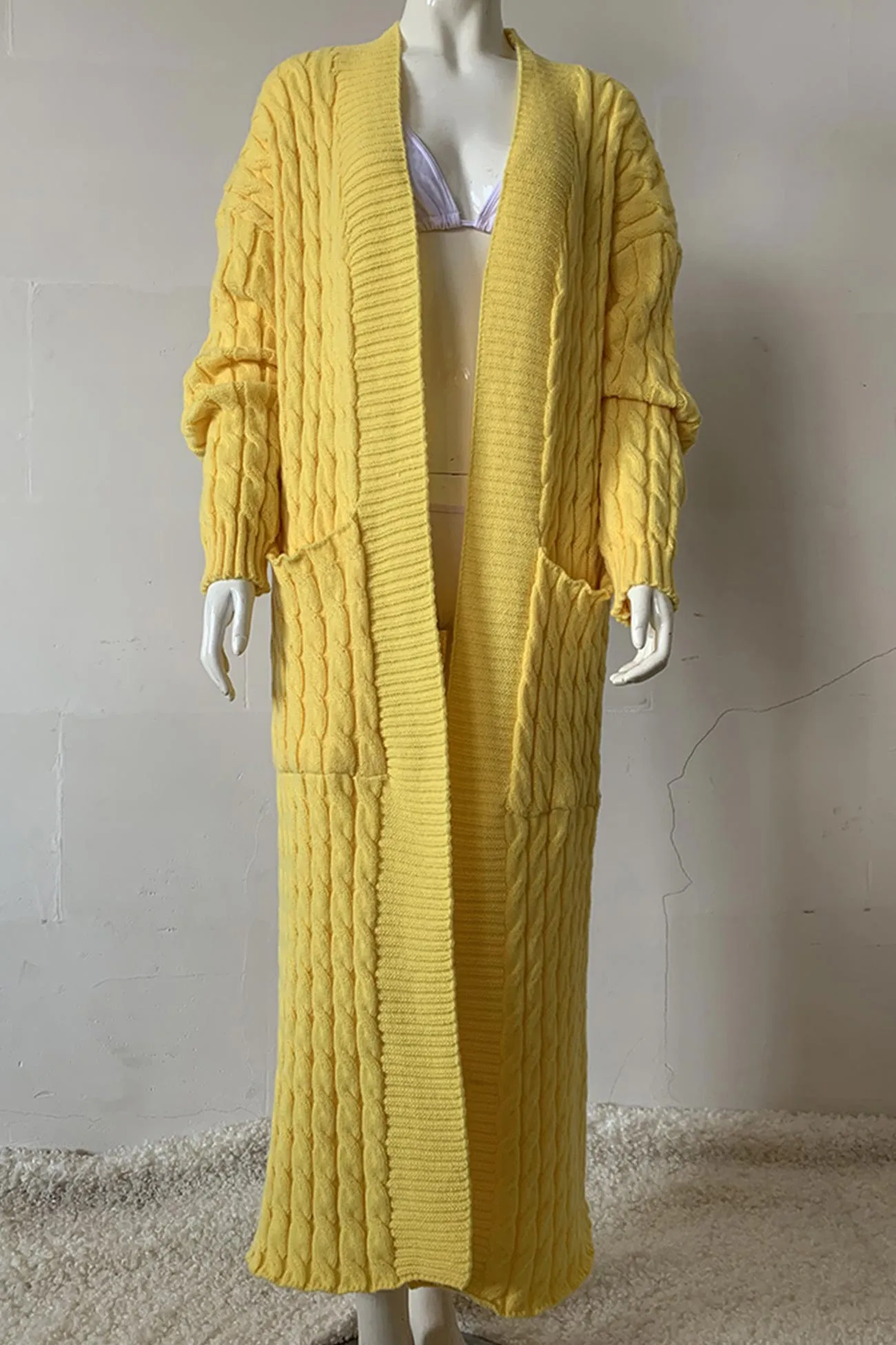 Cable Knit Long Cardigan