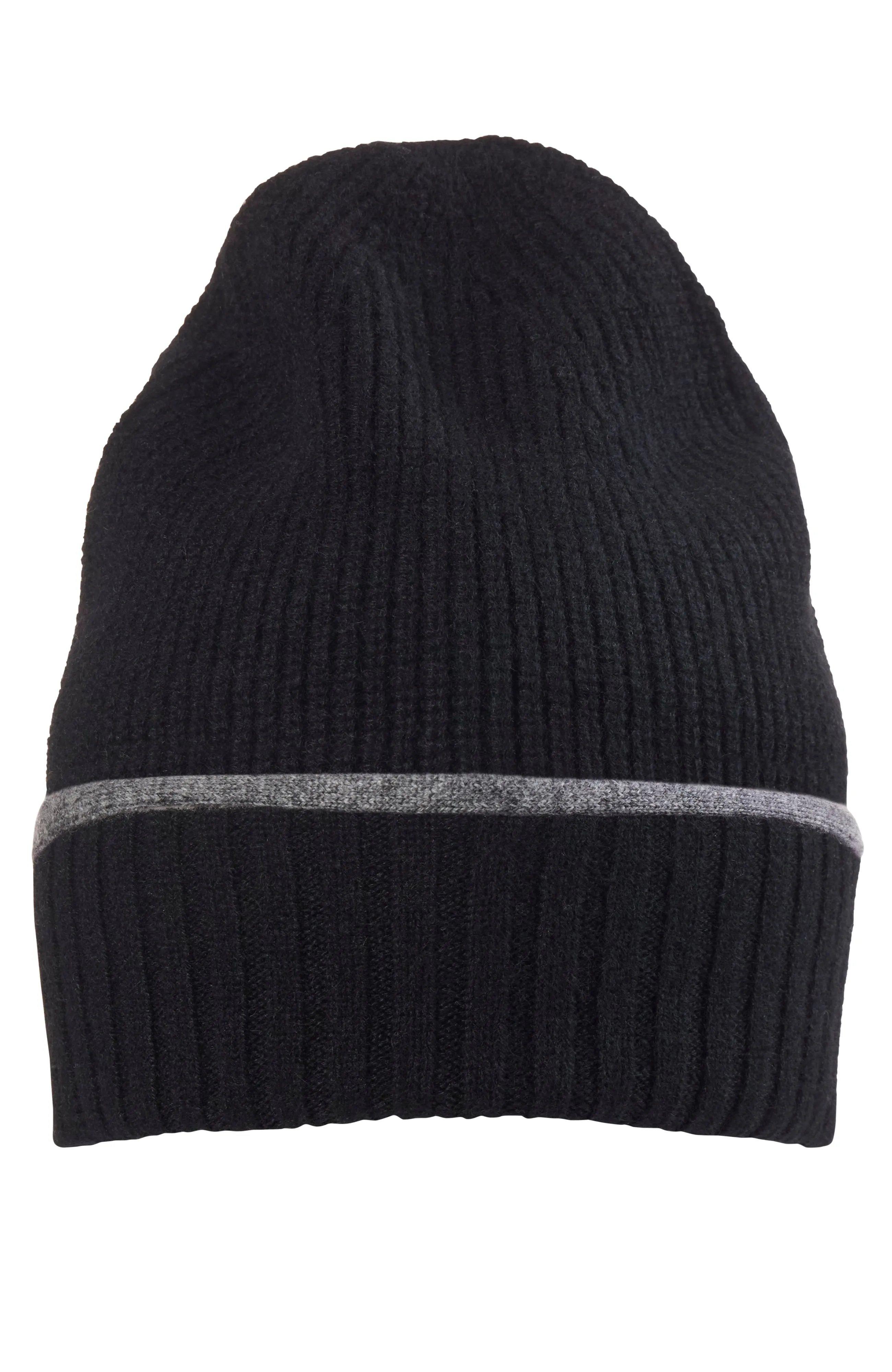 CASHMERE RIBBED BEANIE WITH TIPPED CUFF