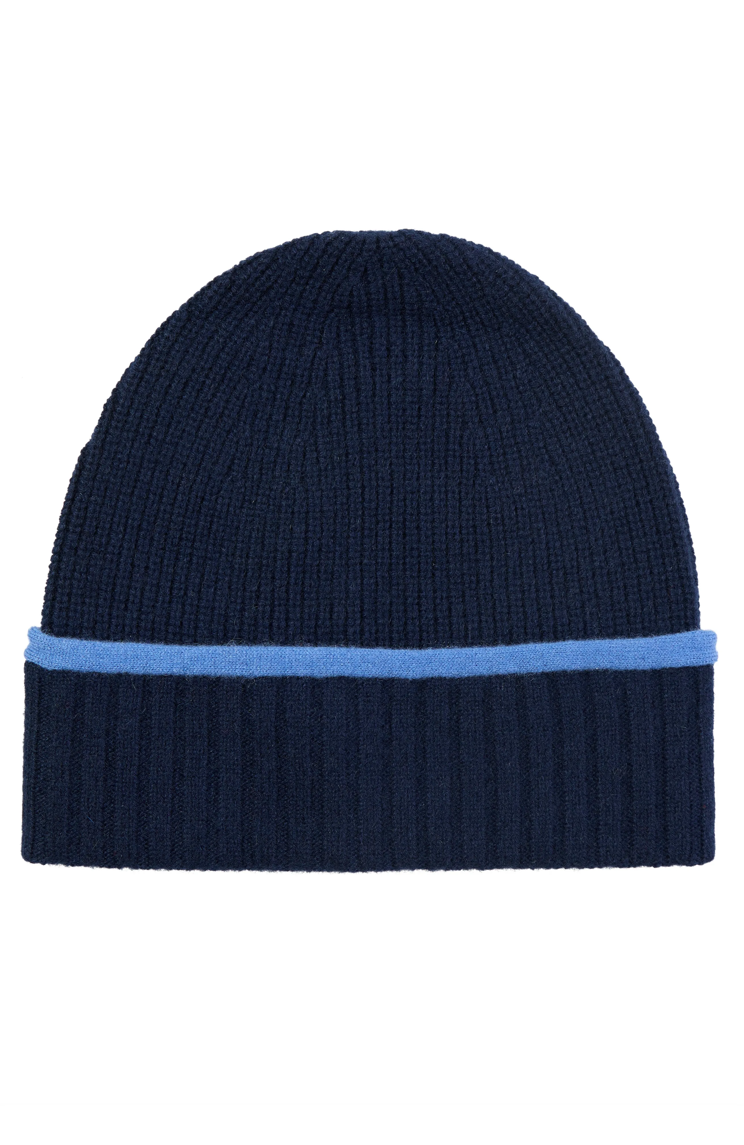 CASHMERE RIBBED BEANIE WITH TIPPED CUFF