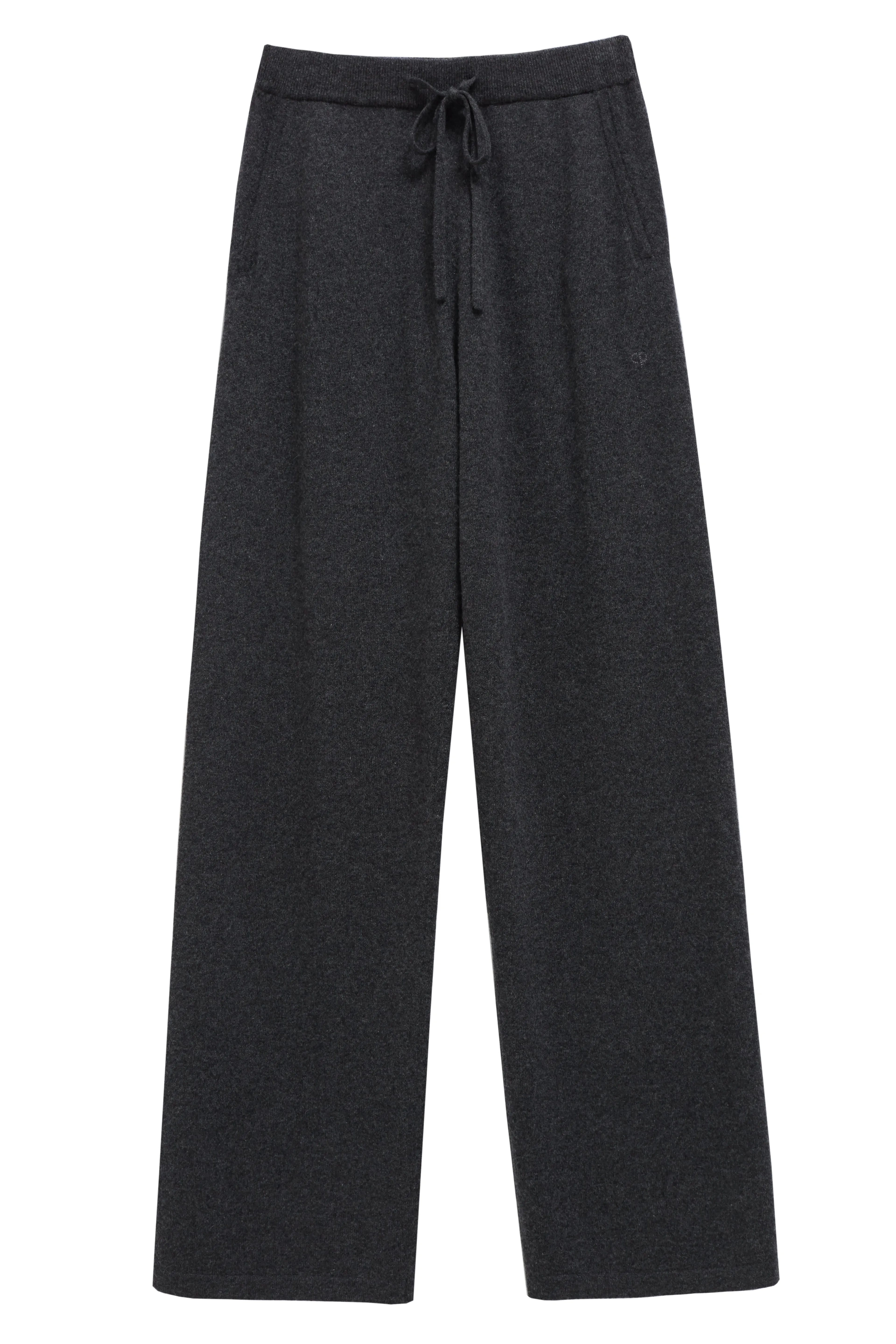 Charcoal Cashmere Wide-Leg Pants