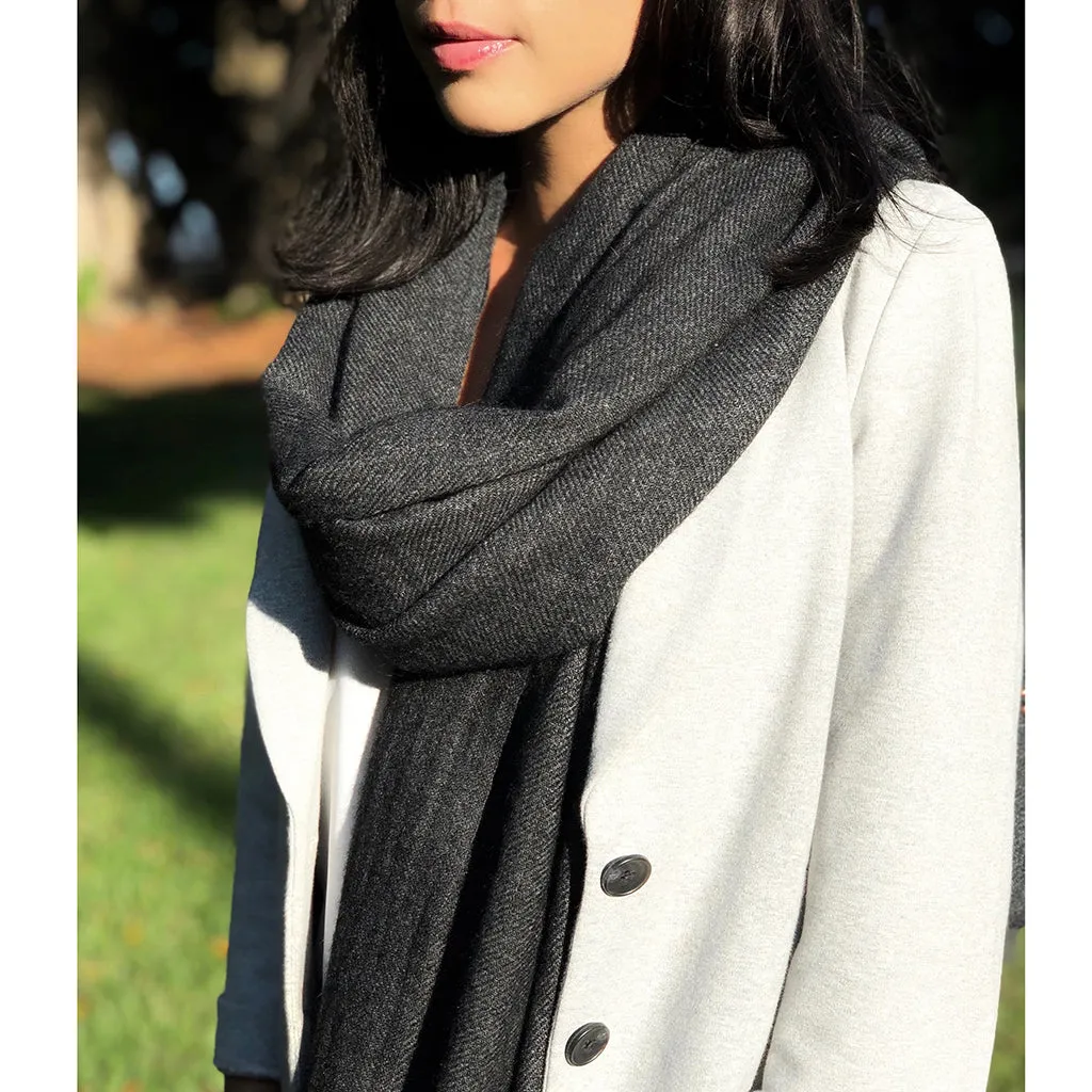 Charcoal Handloom Cashmere Scarf by SLATE   SALT