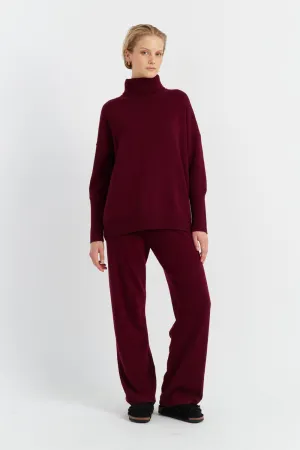 Claret Cashmere Wide-Leg Pants