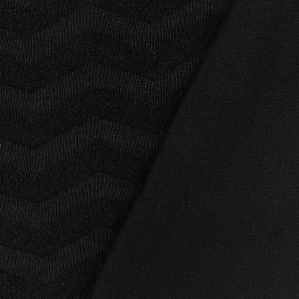 Classic Black Chevron Terry Jacquard Stretch Double Knit Fabric