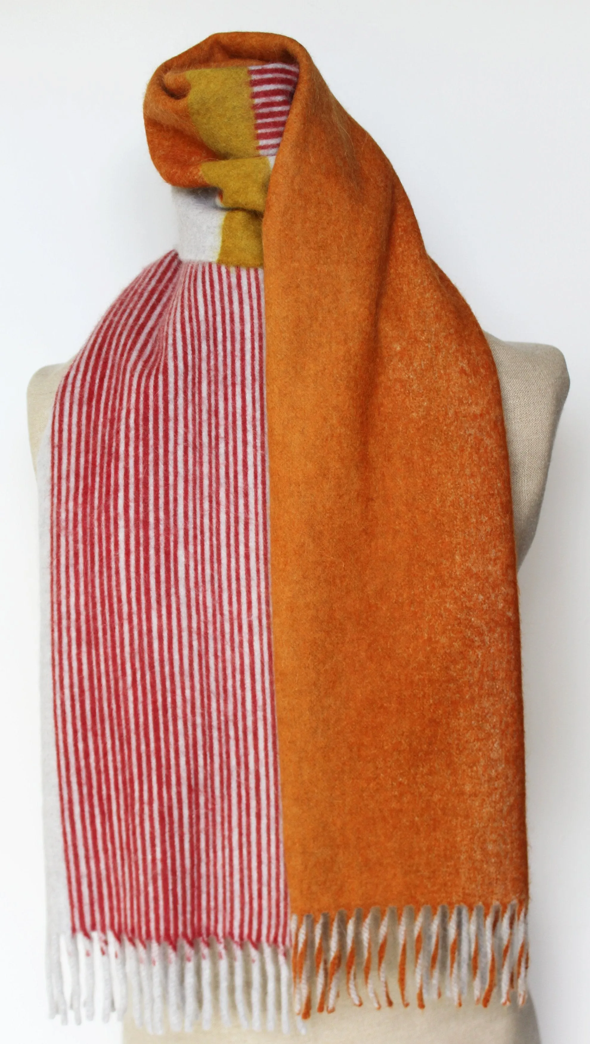 Colour Block hand printed Angora Wool scarf - Staffa 4 menswear and womenswear