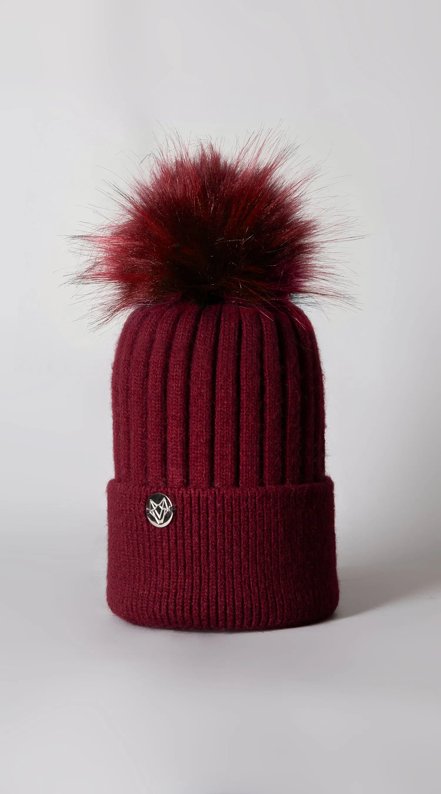 Faux Harley Pom Pom Hat - Wine