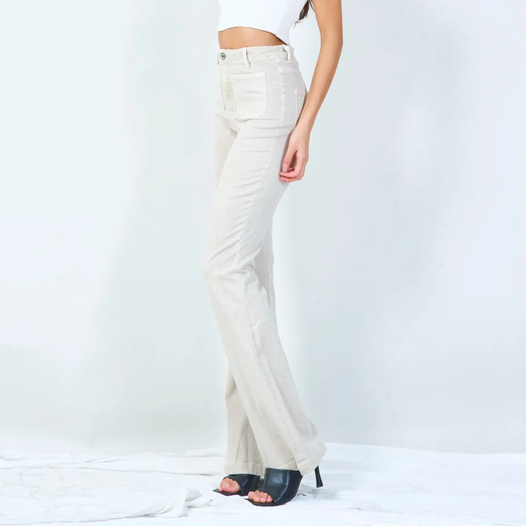 Flared corduroy pants with front patch pockets wholesale