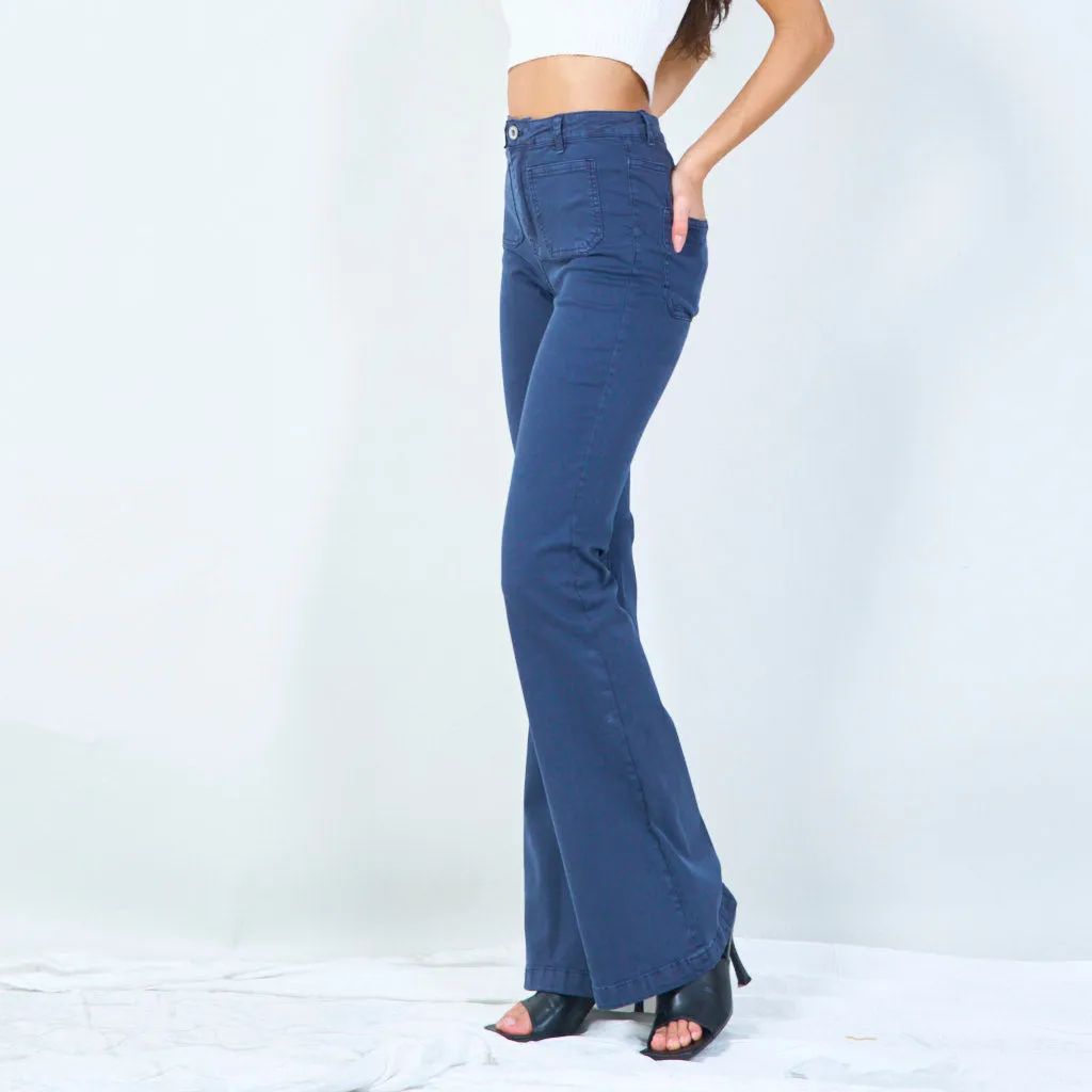 Flared corduroy pants with front patch pockets wholesale