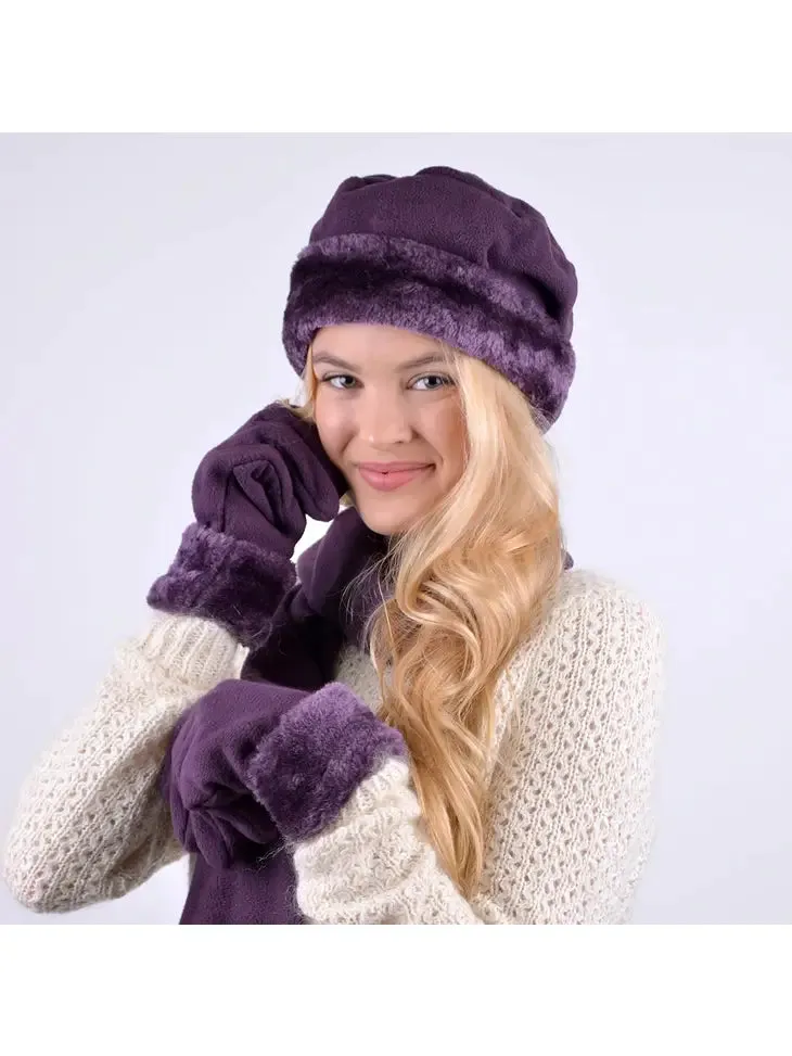 Fleece Hat Gloves Scarf Set