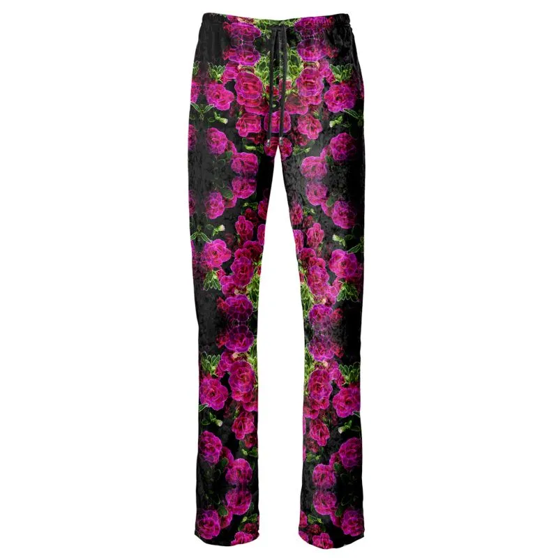 Floral Embosses: Roses 02-01 Designer Claudia Wide Leg Pants