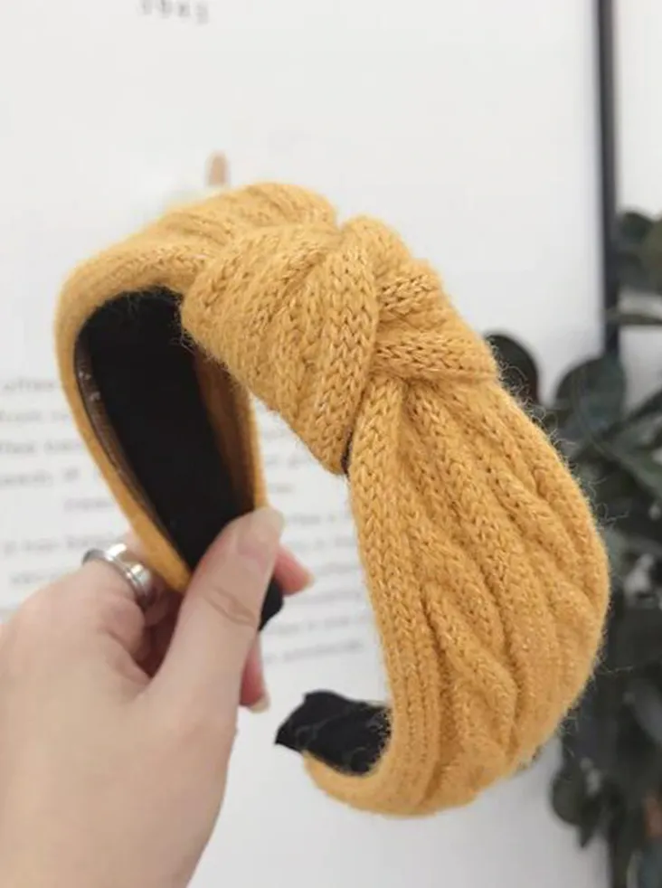 Girls Wool Cable Knit Knot Headband