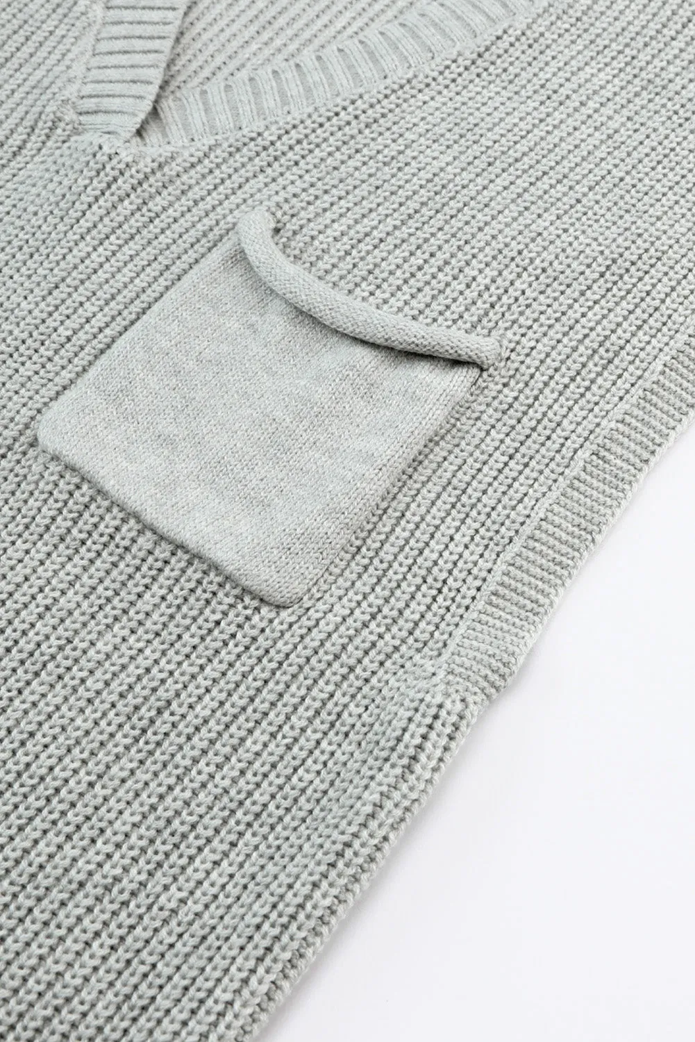 Gray Knitted V Neck Sweater and Casual Pants Set