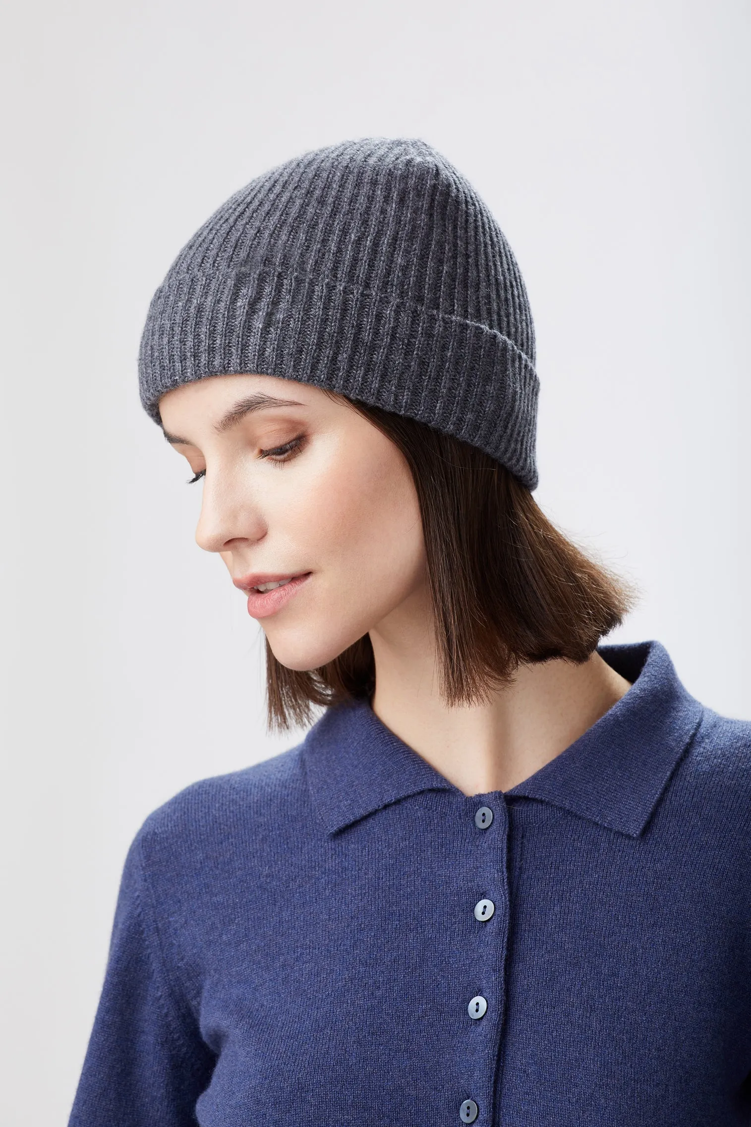 Grey Cashmere Ski Beanie