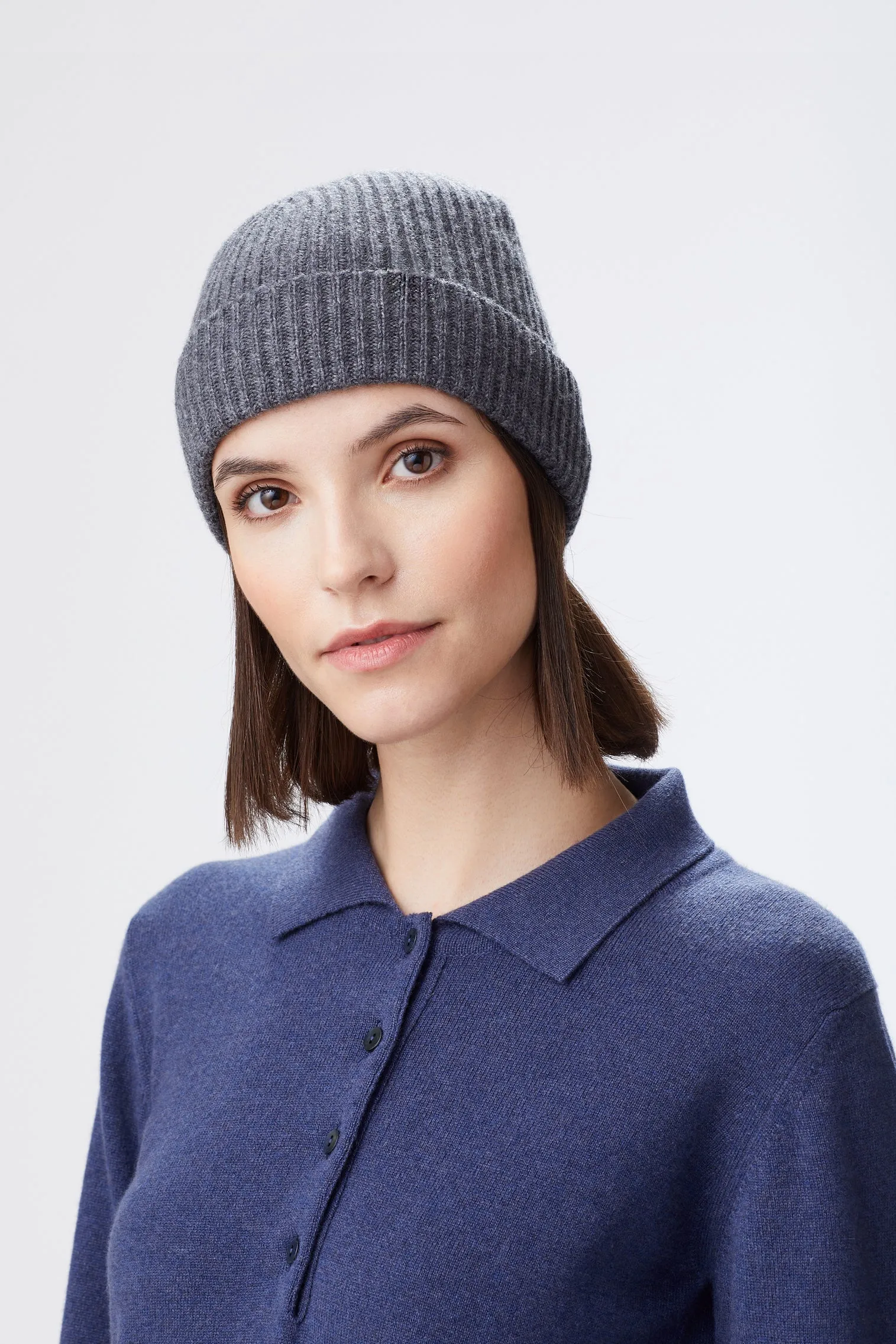 Grey Cashmere Ski Beanie