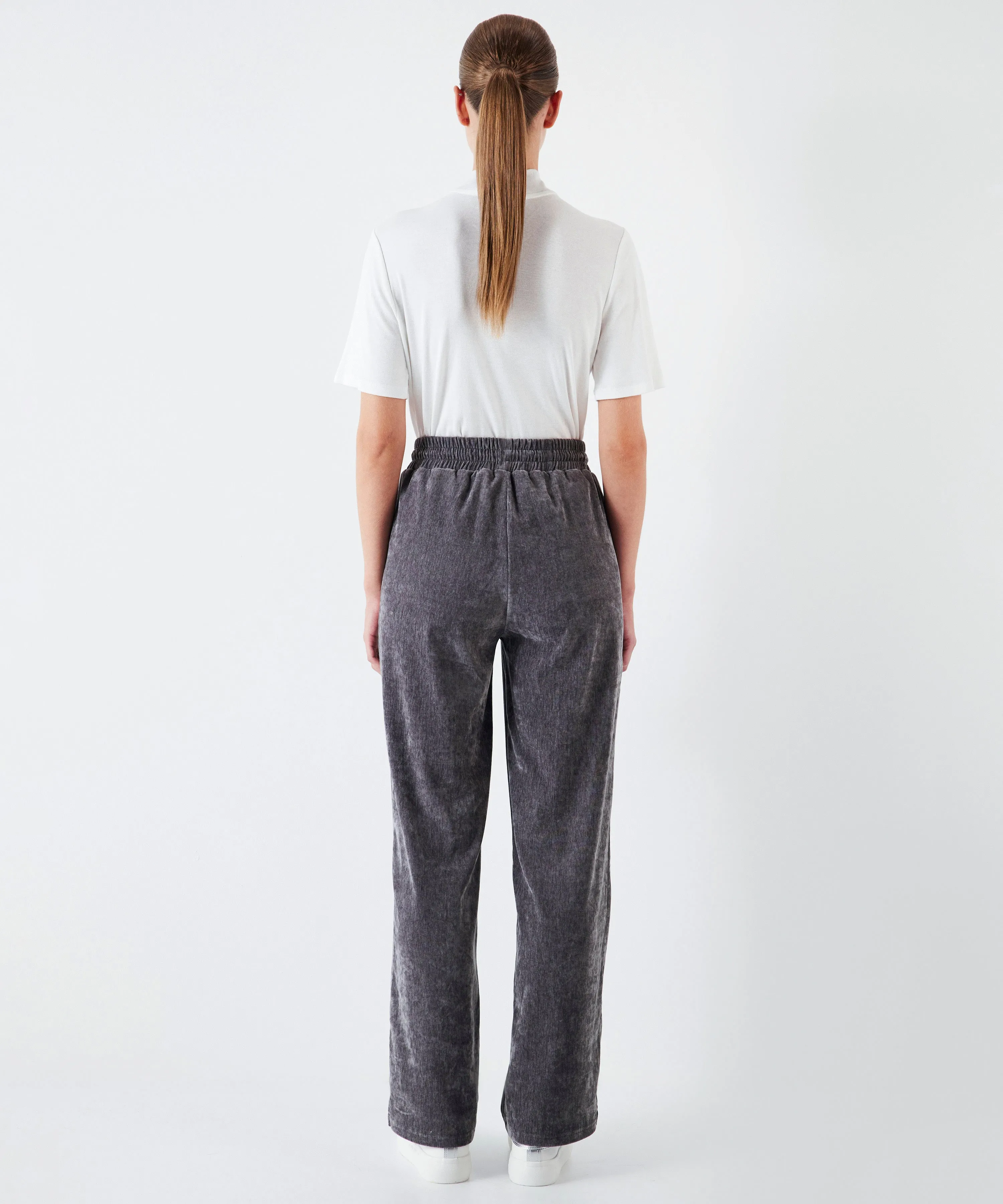 Ipekyol Relaxed Fit Trousers With Velvet Look Grey Melange