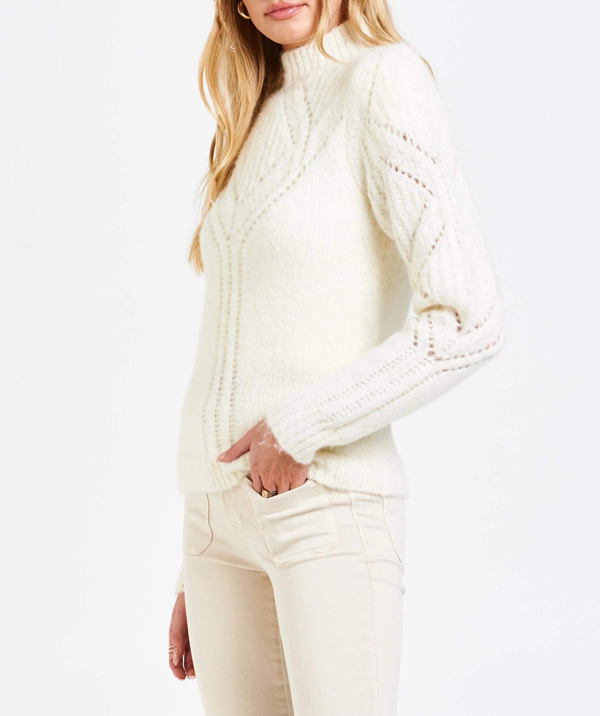 KELSEI MOCK NECK SWEATER CREAM