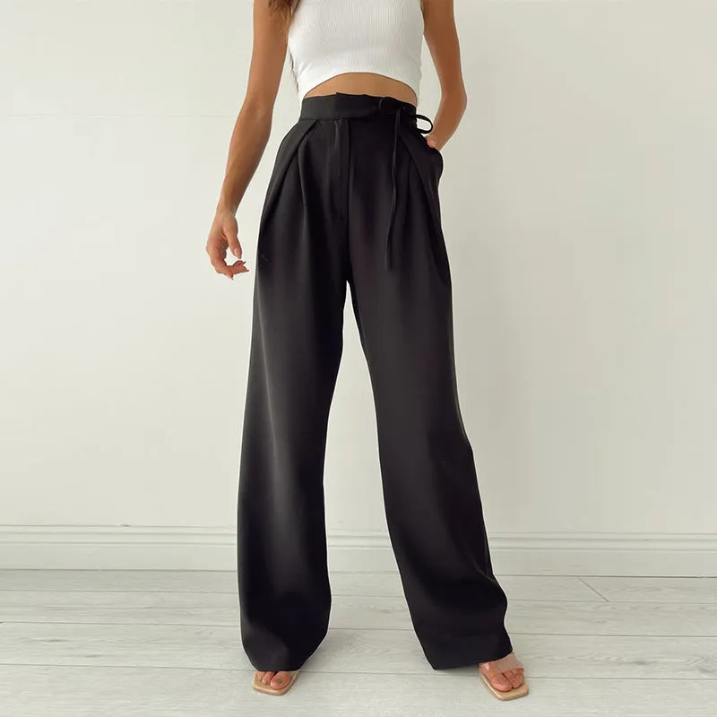 Knitted Straight Wide-Leg Pants