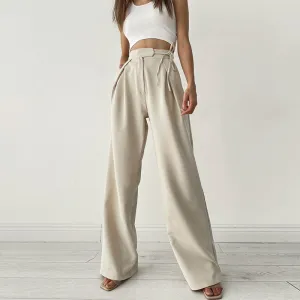 Knitted Straight Wide-Leg Pants