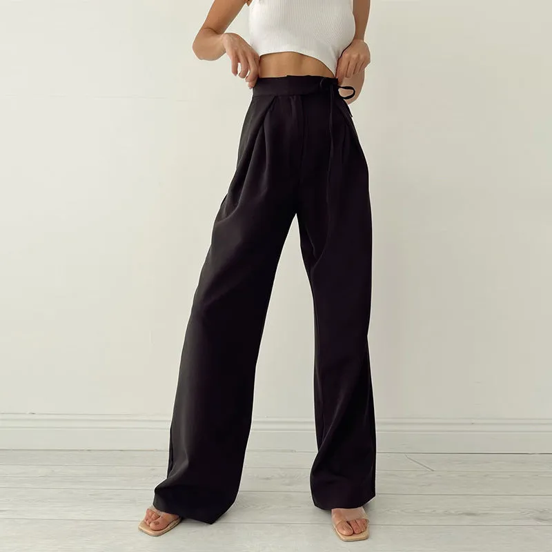 Knitted Straight Wide-Leg Pants