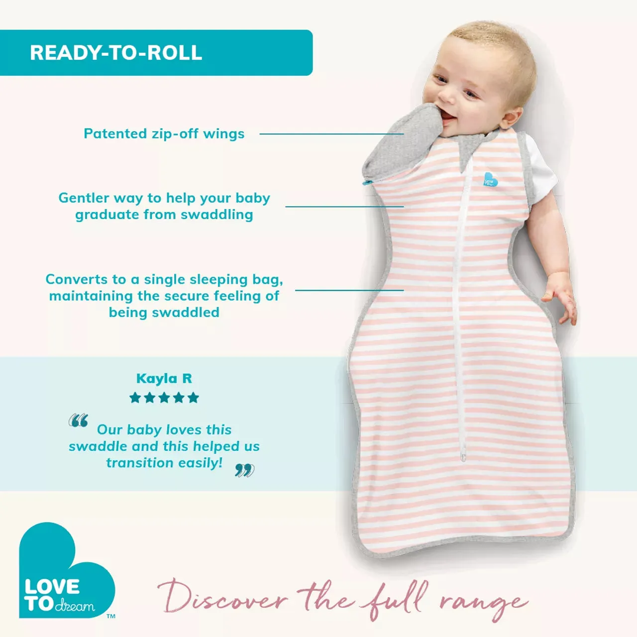 Love To Dream Swaddle Up™ Original 1.0 TOG Transition Bag - Community Print White