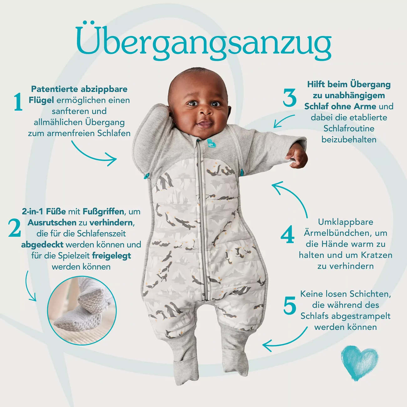 Love To Dream Swaddle Up™ Transition Suit 1.0 TOG - Grey