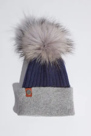 Mens Harley Pom Pom Hat - Navy/Grey