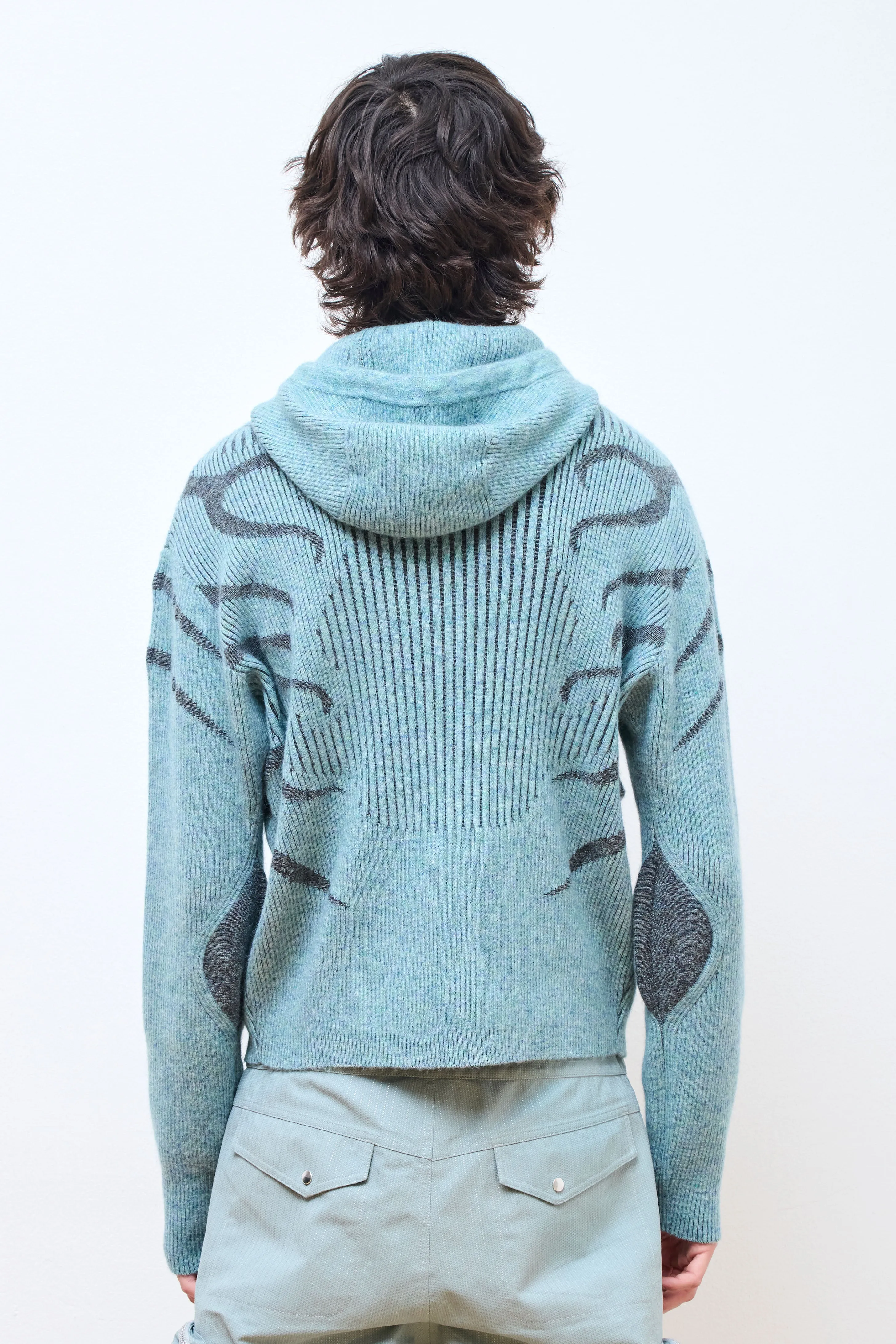 Mohair/Wool Blend Plated Hoodie Blue/Brown