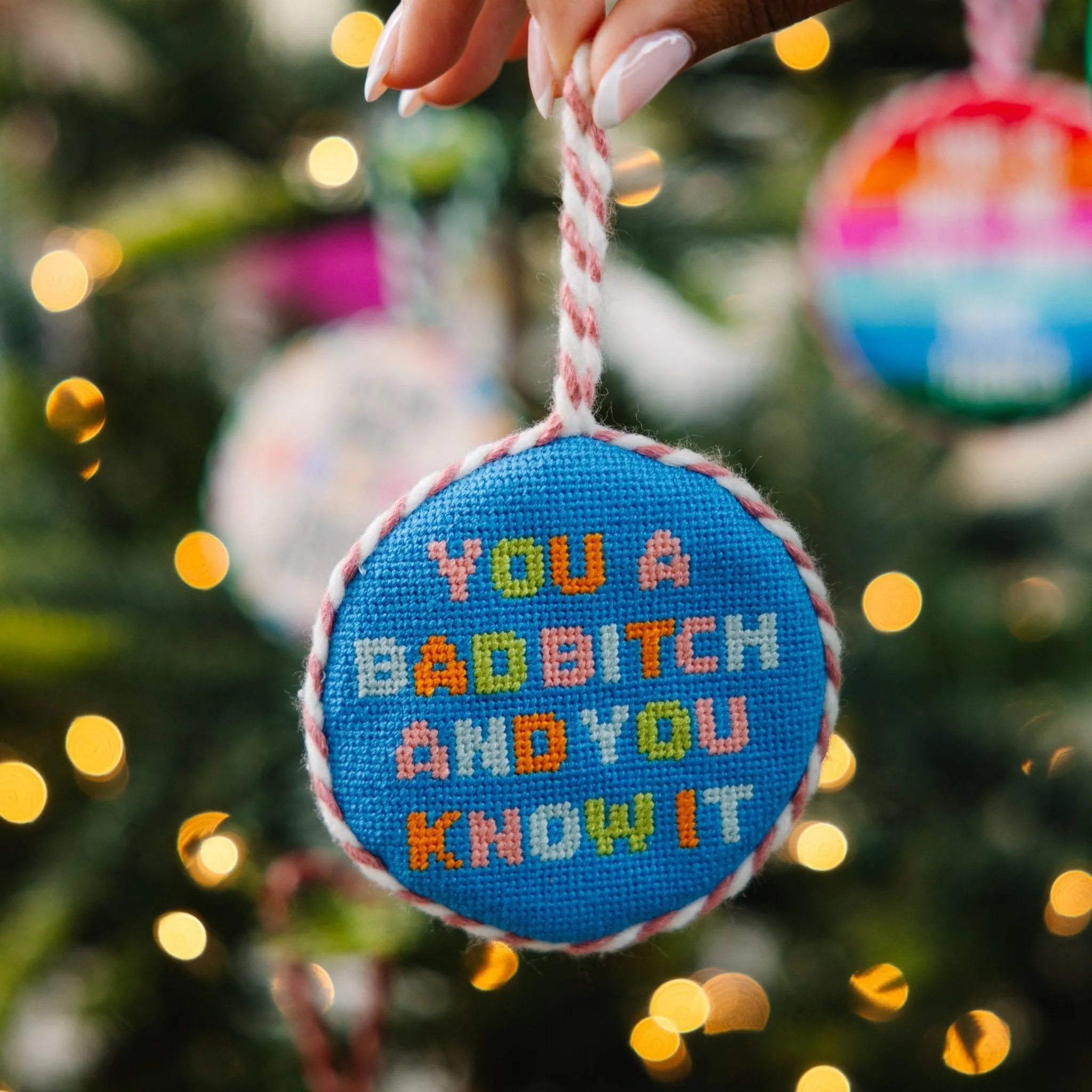 Needlepoint Ornament - Bad Bitch