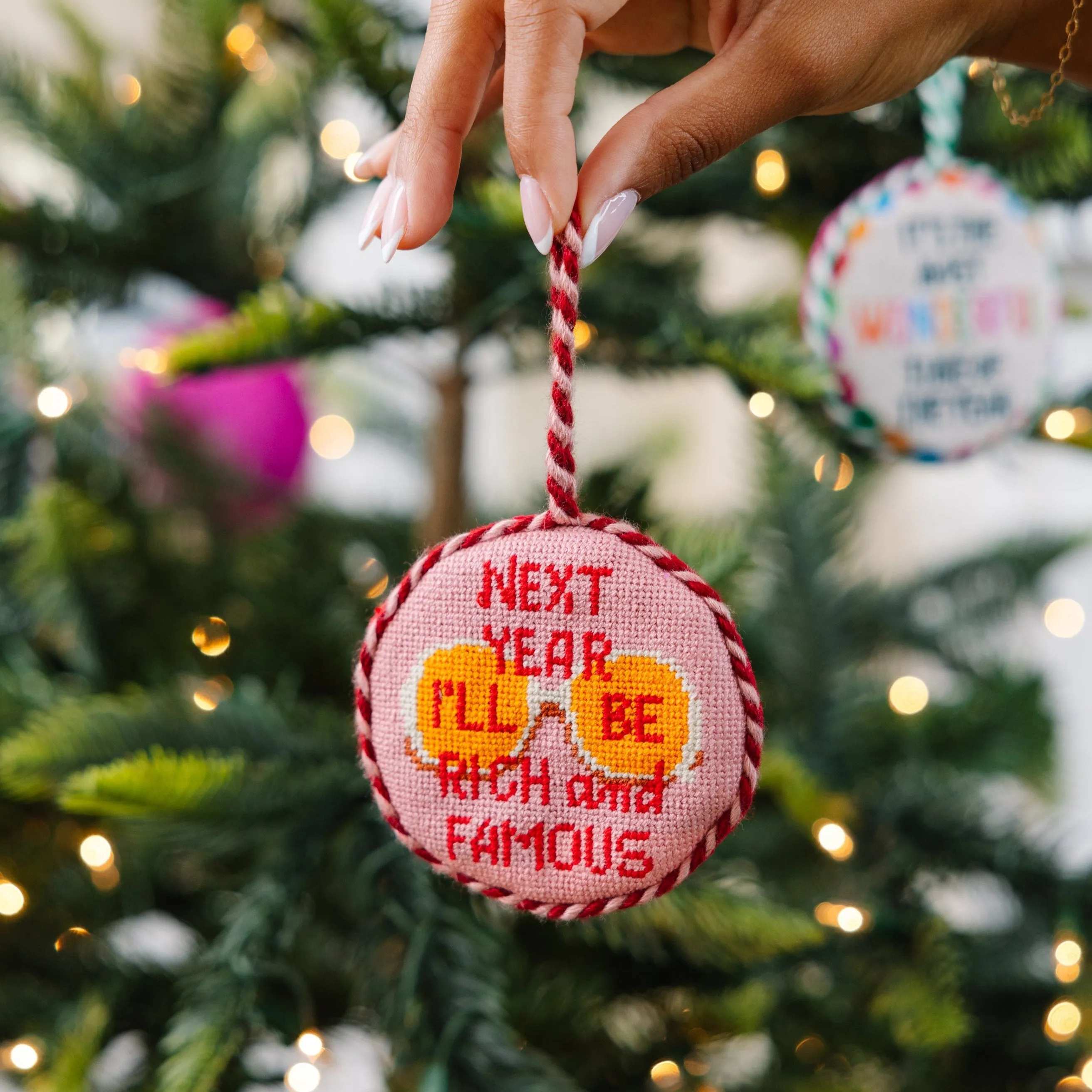 Needlepoint Ornament - Rich And Famous