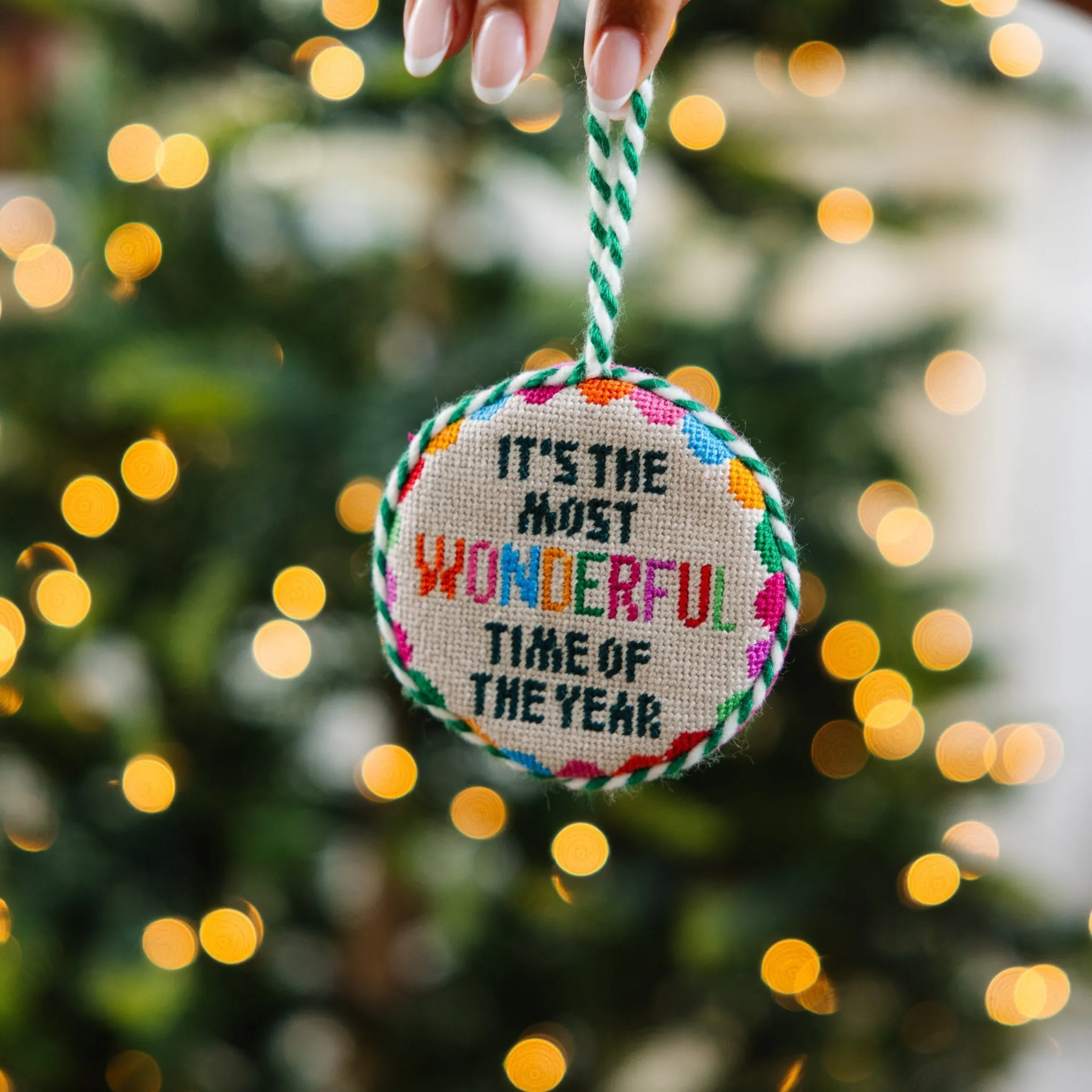 Needlepoint Ornament - Wonderful Time