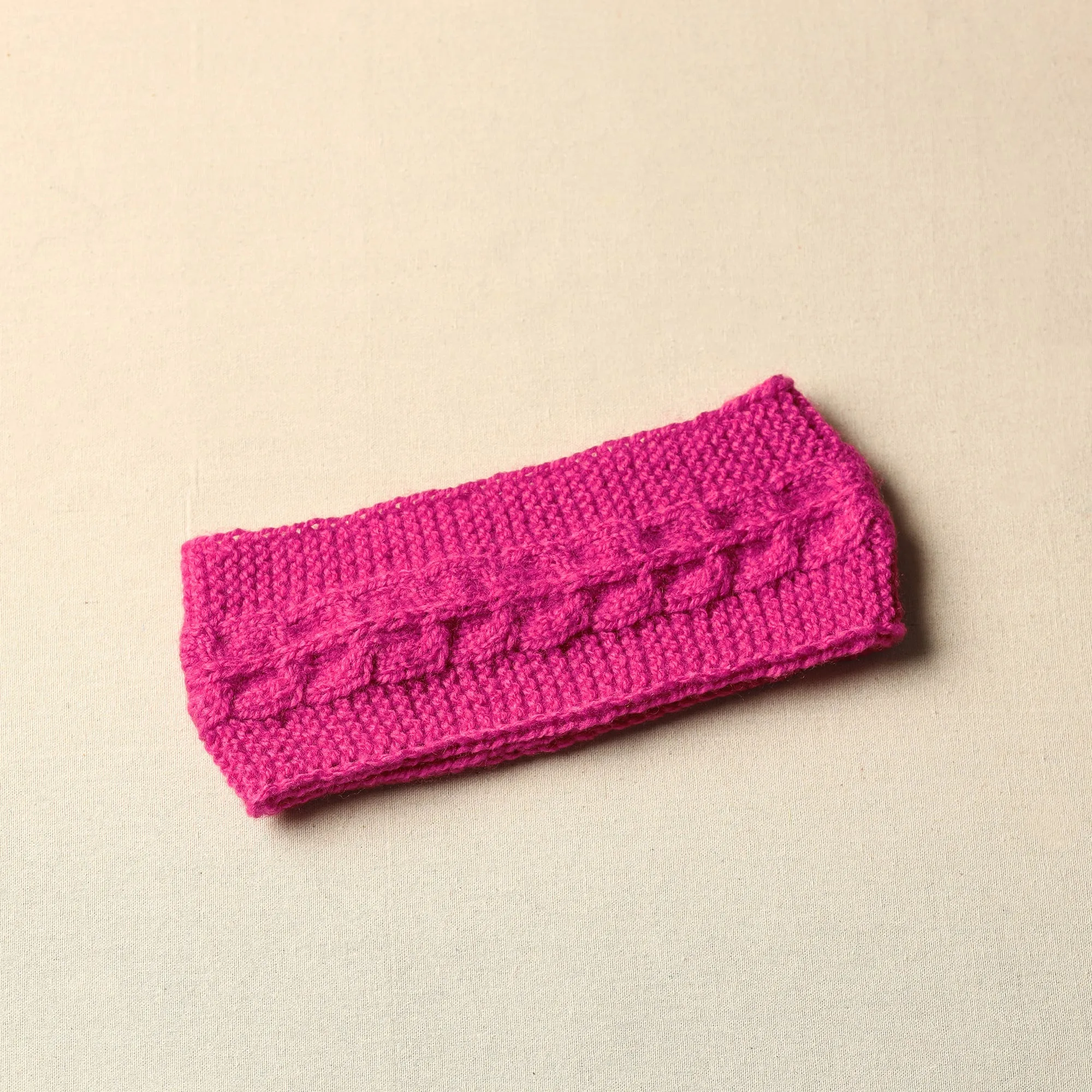 Pink - Kumaun Hand Knitted Woolen Warm Headband 13