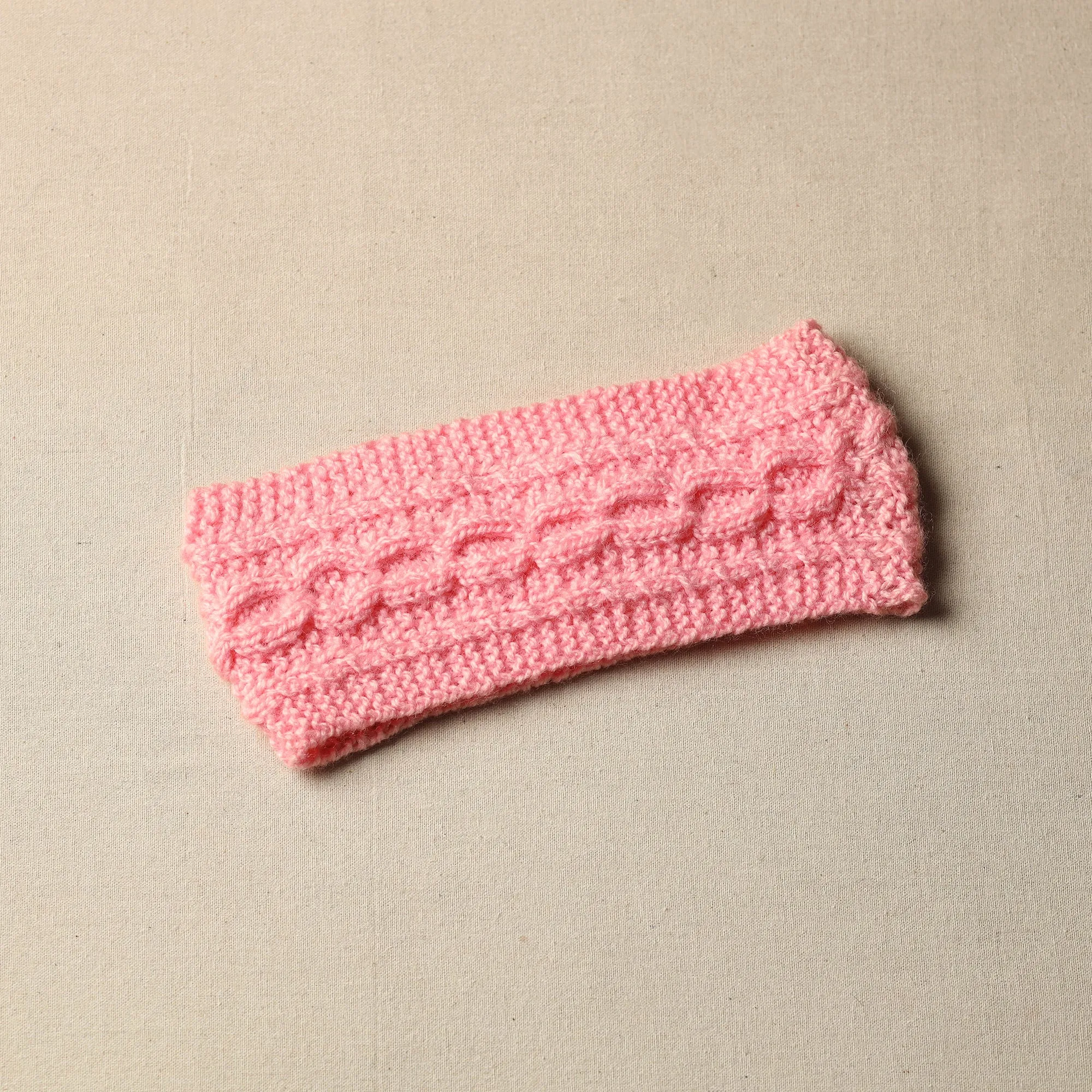 Pink - Kumaun Hand Knitted Woolen Warm Headband 33