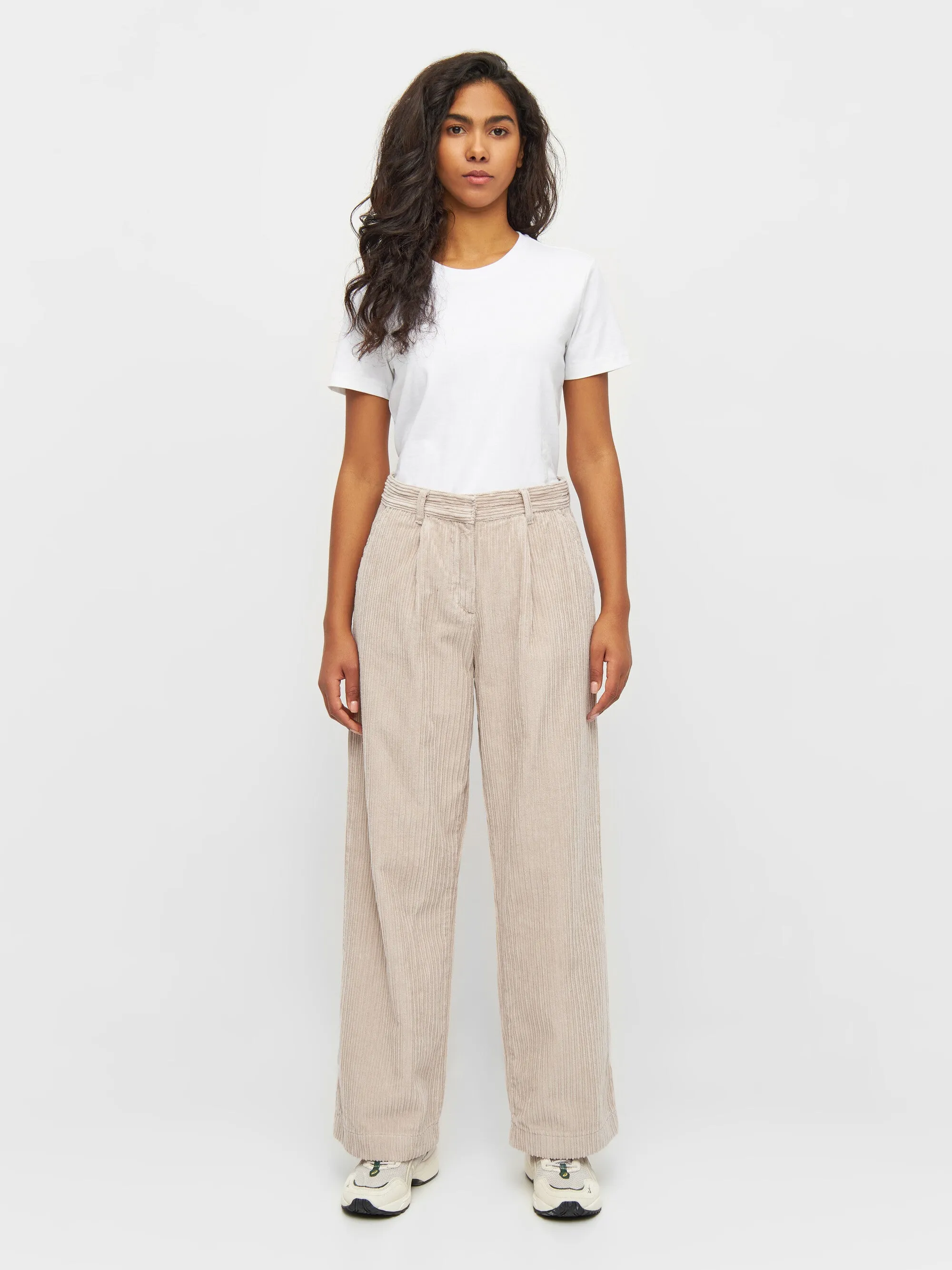 POSEY wide high-rise irregular corduroy pants - Light feather gray