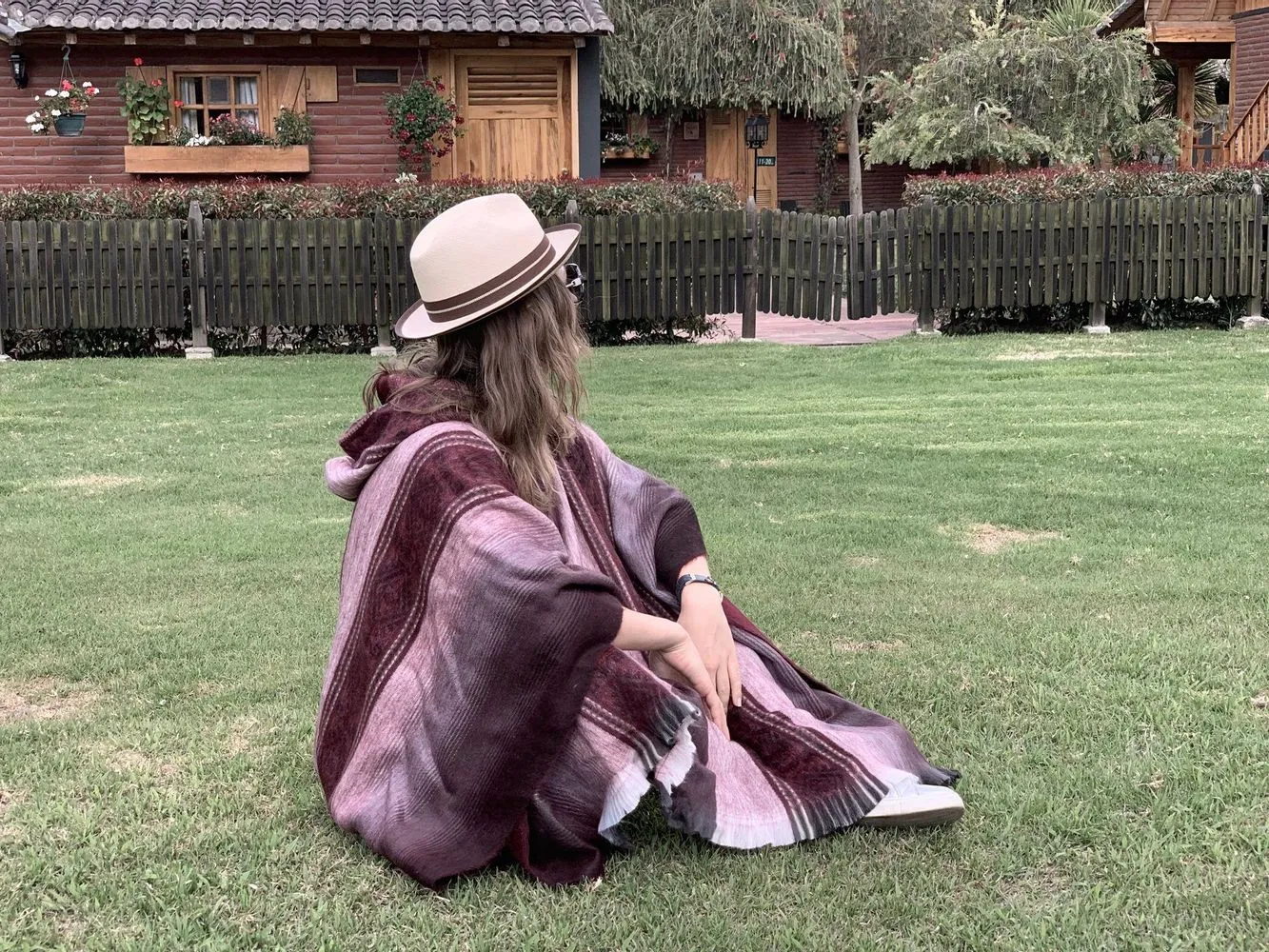 Red Bordeaux Alpaca Poncho