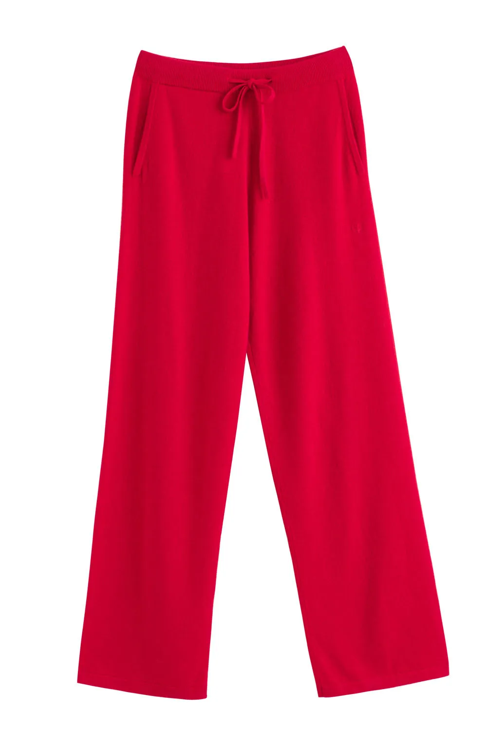 Red Cashmere Wide-Leg Pants