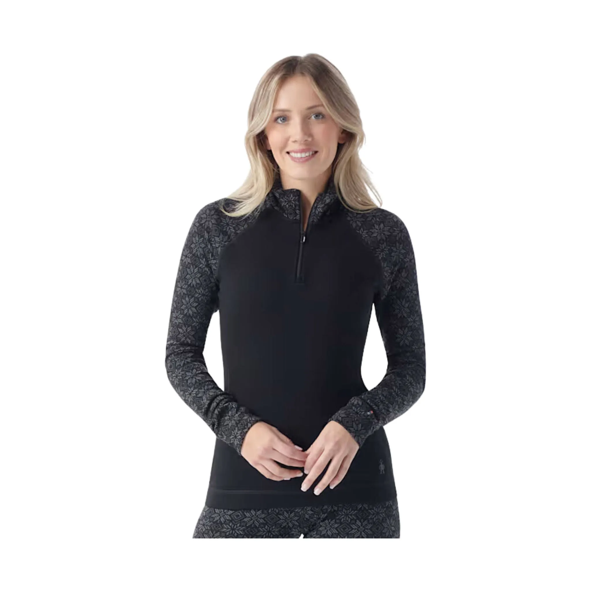 Smartwool Women's Classic Thermal Merino Layer Quarter Zip - Black Digi Snow