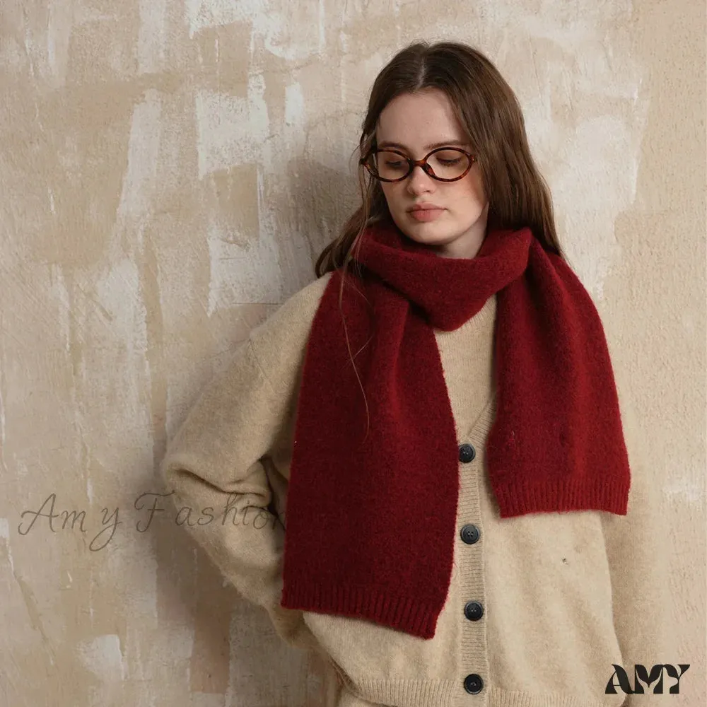 Soft Wool Blend Solid Color Winter Scarf