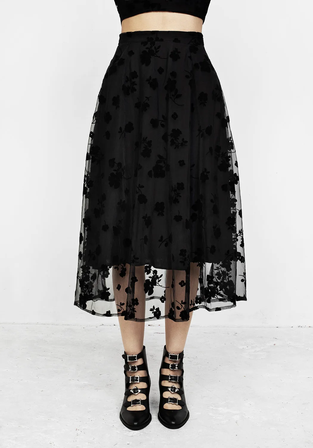 STEVIE MIDI FLOCK SKIRT