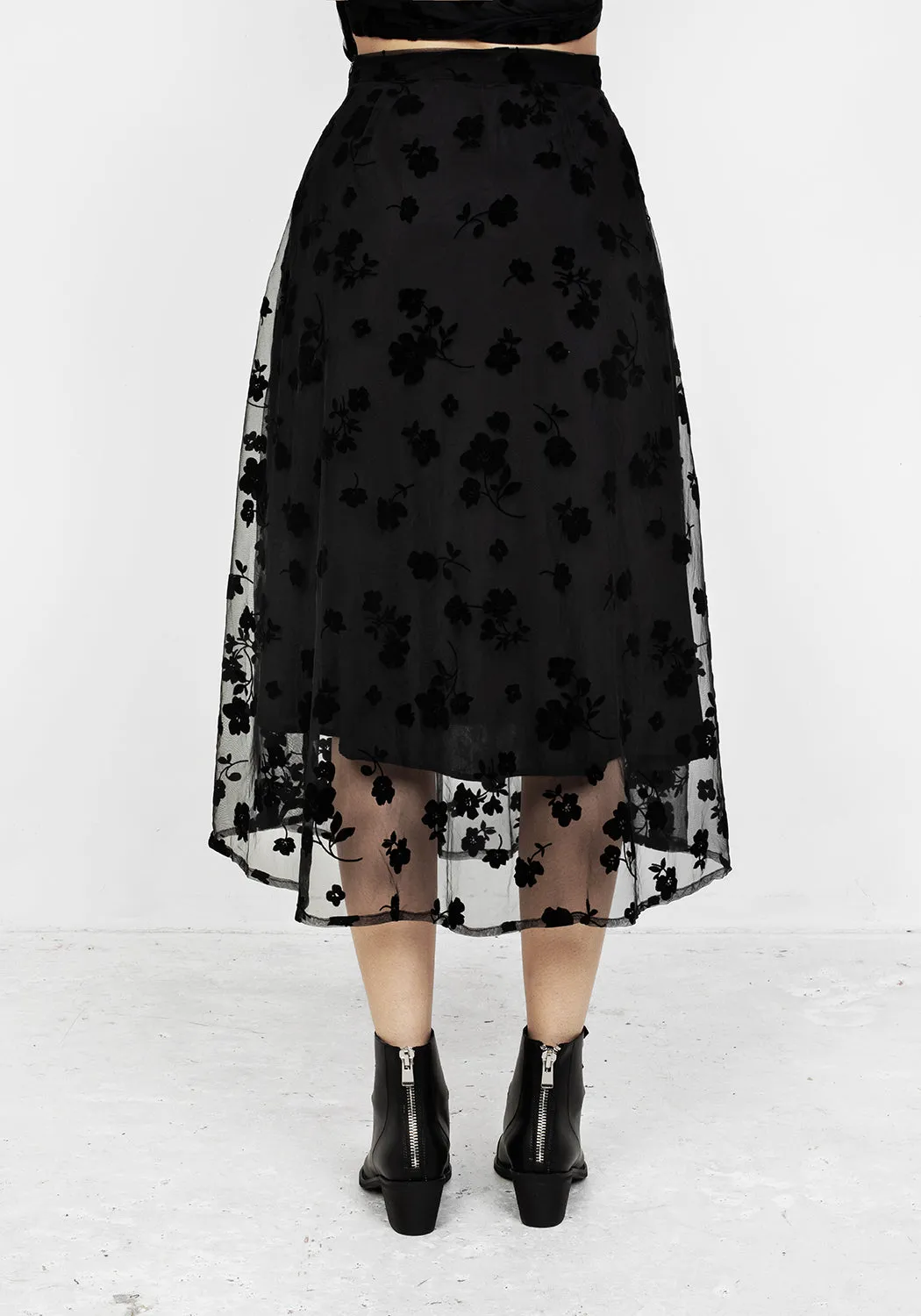 STEVIE MIDI FLOCK SKIRT