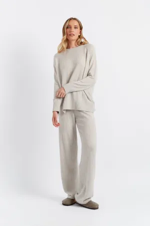 Taupe Cashmere Wide-Leg Pants