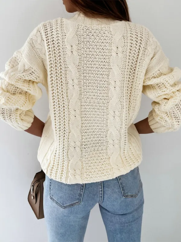 Textured Cardigan Cable Knit Crop Sweater