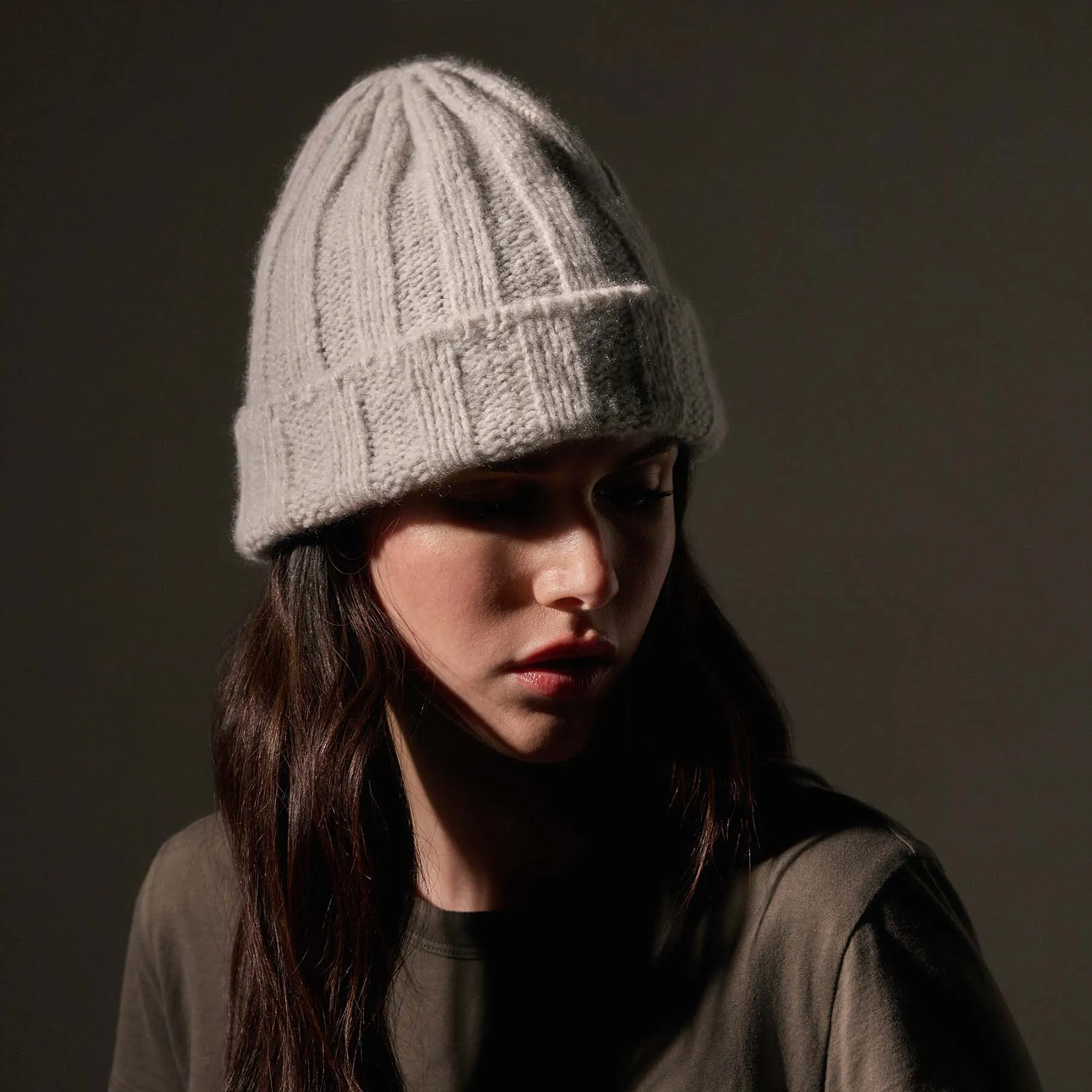 Textured Cashmere Beanie - Mist